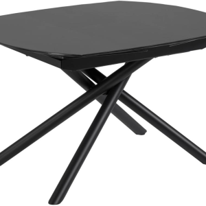 Spisebord med udtræk Kave Home Yodalia 190Ã100Ã78 cm mørkt hærdet glas sort stål